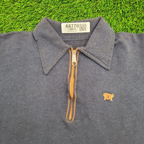 Vintage 80s Hands-Off 1/4 Zip Collard Sweater Womens L 20x21 Boxy Cropped USA - Picture 2 of 10